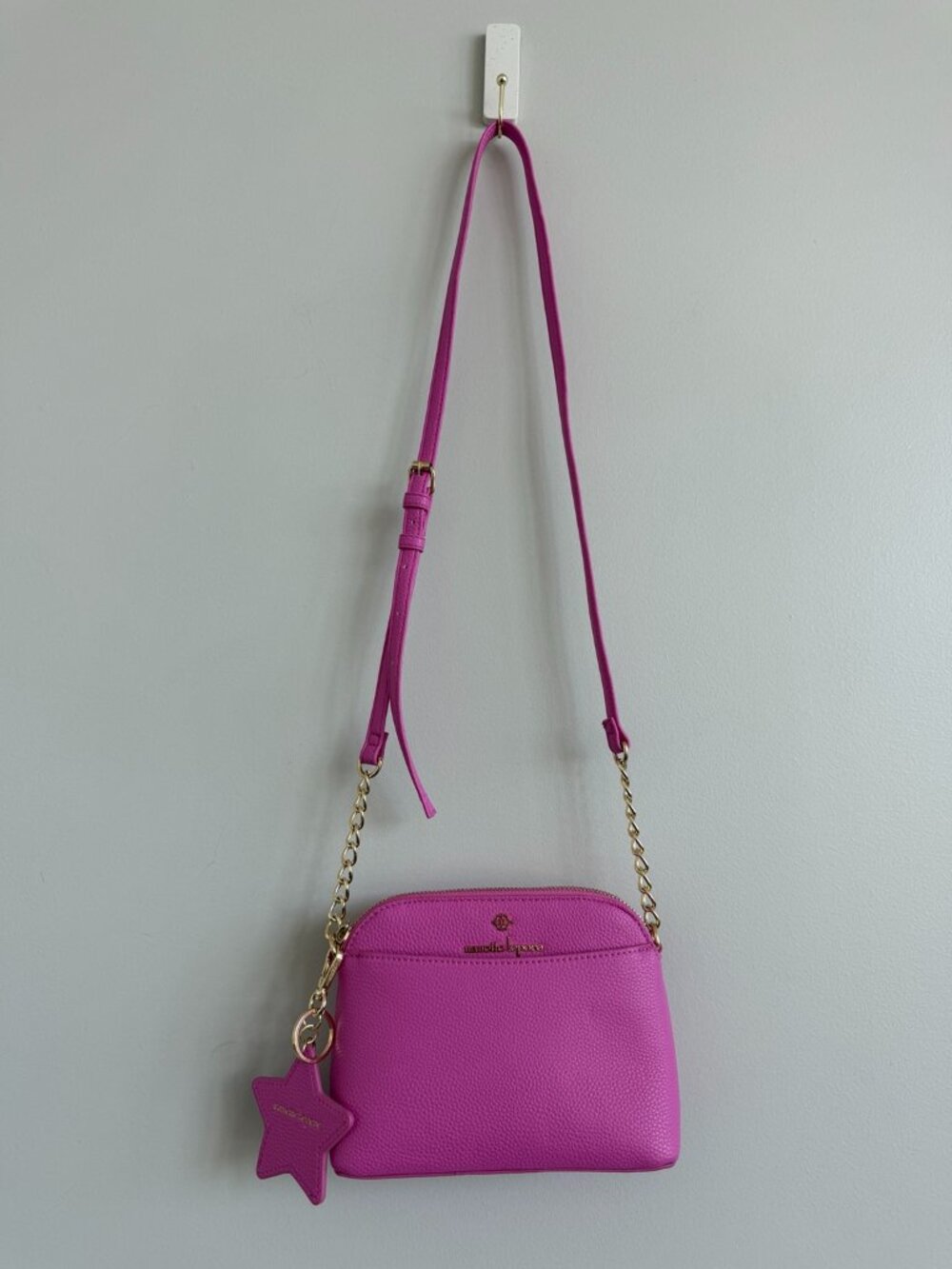 NWOT Nanette Lepore Fuchsia Pink Crossbody Bag Gold Chain Star Charm